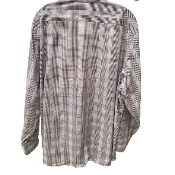 Men's Michael Kors Gray Plaid Button Down Shirt size 24 - Picture 2 of 5